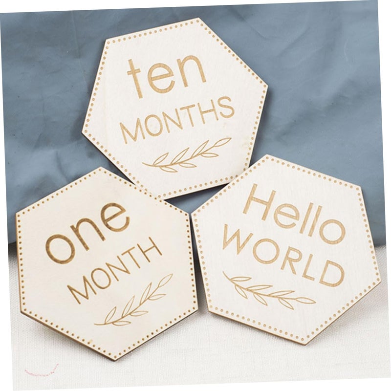 UPKOCH 12Pcs Wooden Baby Milestone Cards Photo Props with Month Discs for Newborn Growth Moments - Image 5